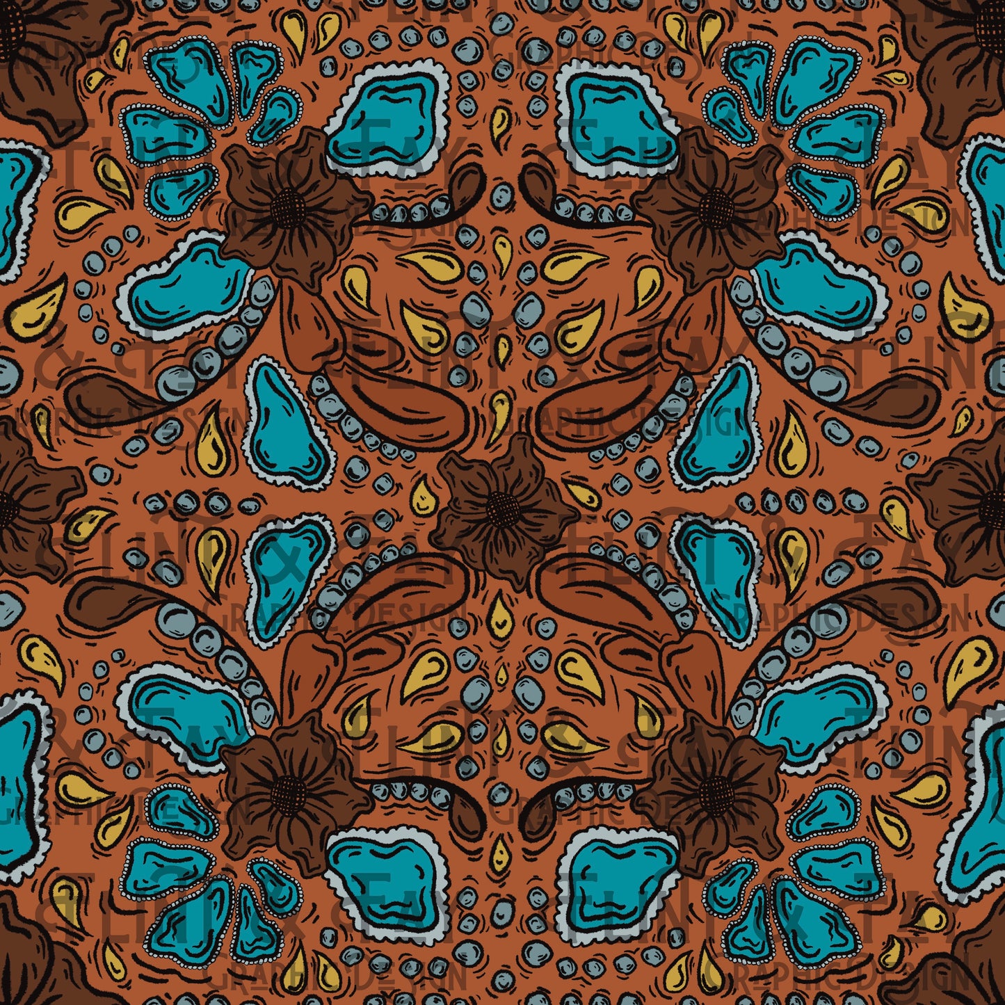 Turquoise Stone Tooled Seamless