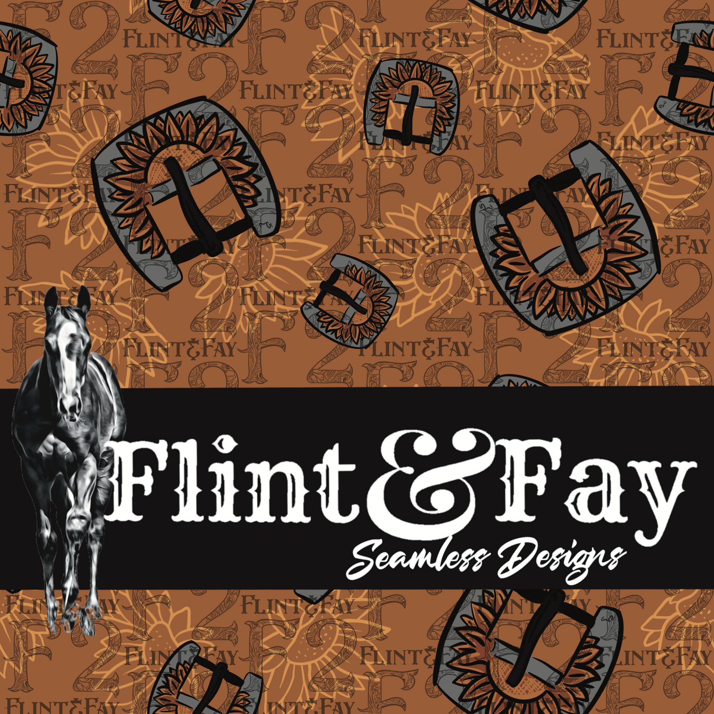 Sunflower Buckle Rust Seamless Pattern