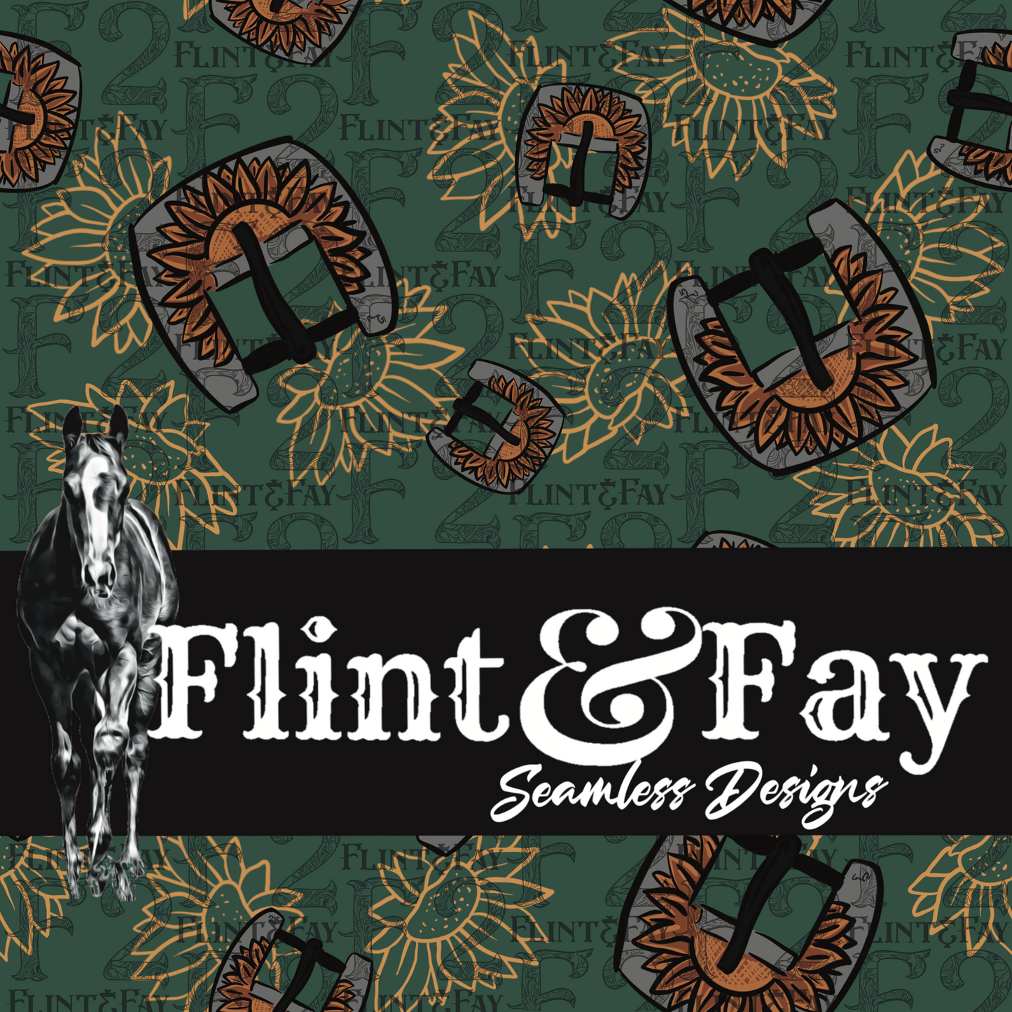 Sunflower Buckle Green Seamless Pattern