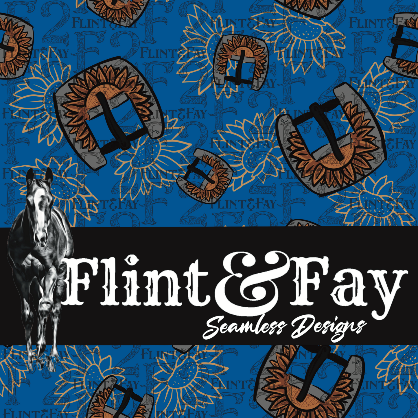 Sunflower Buckle Blue Seamless Pattern