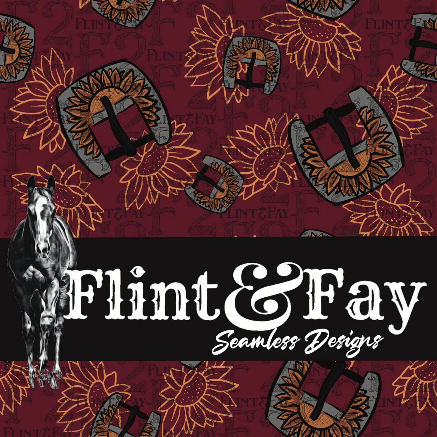 Sunflower Buckle Wine Seamless Pattern