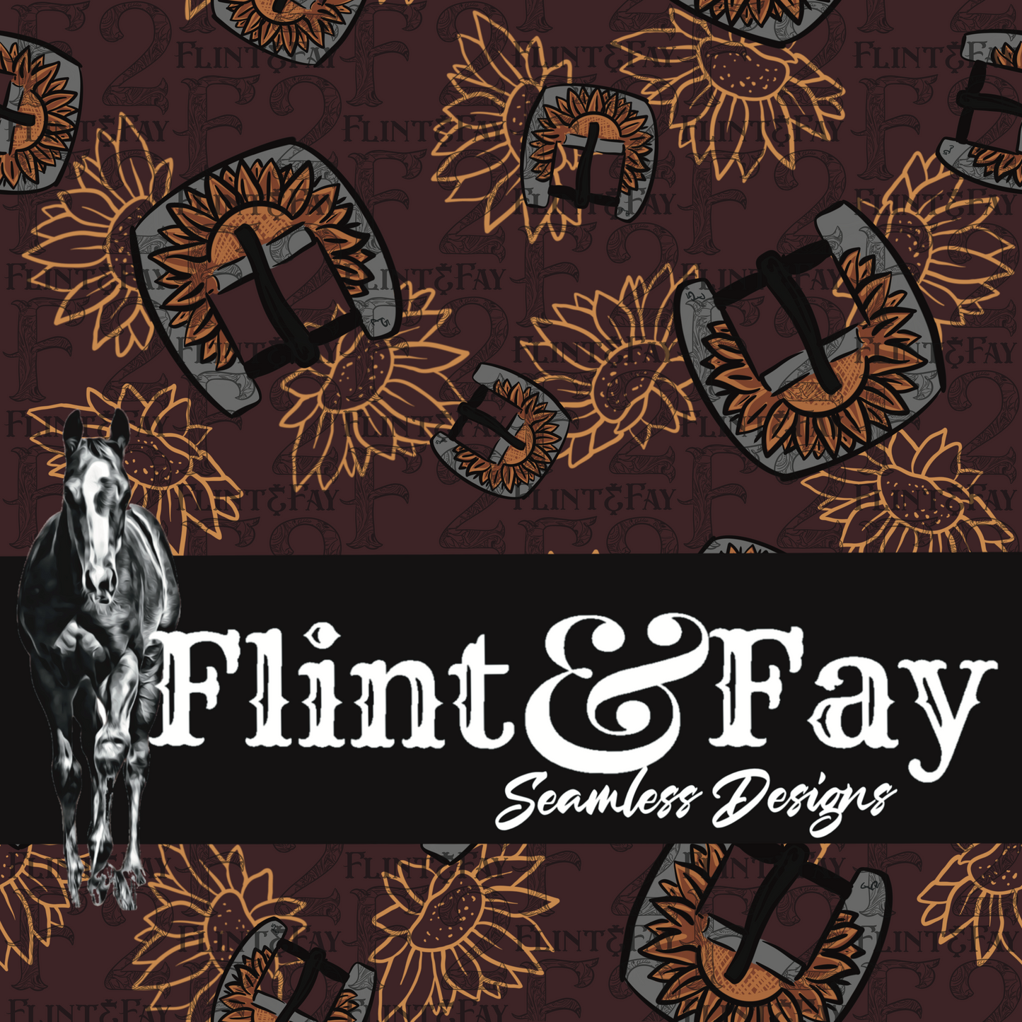 Sunflower Buckle Brown Seamless Pattern