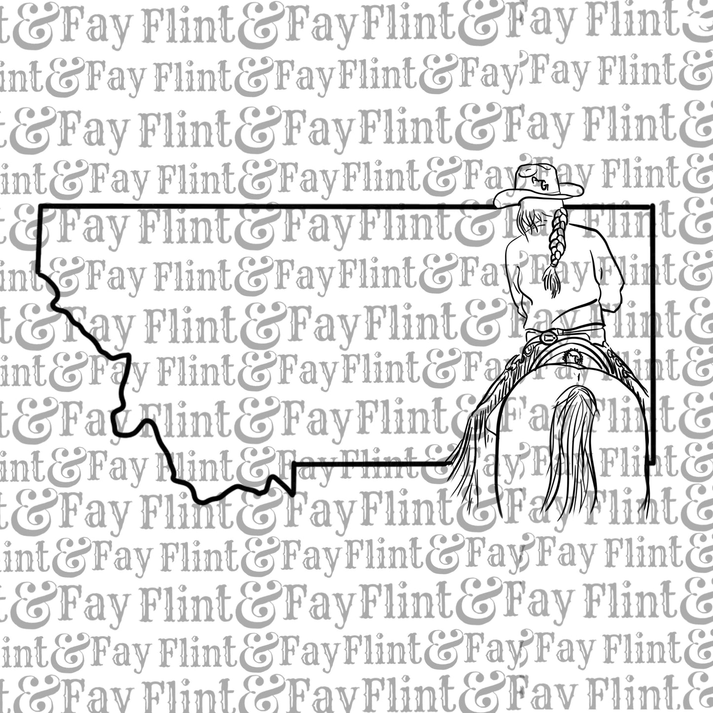 Montana Cowgirl Outline