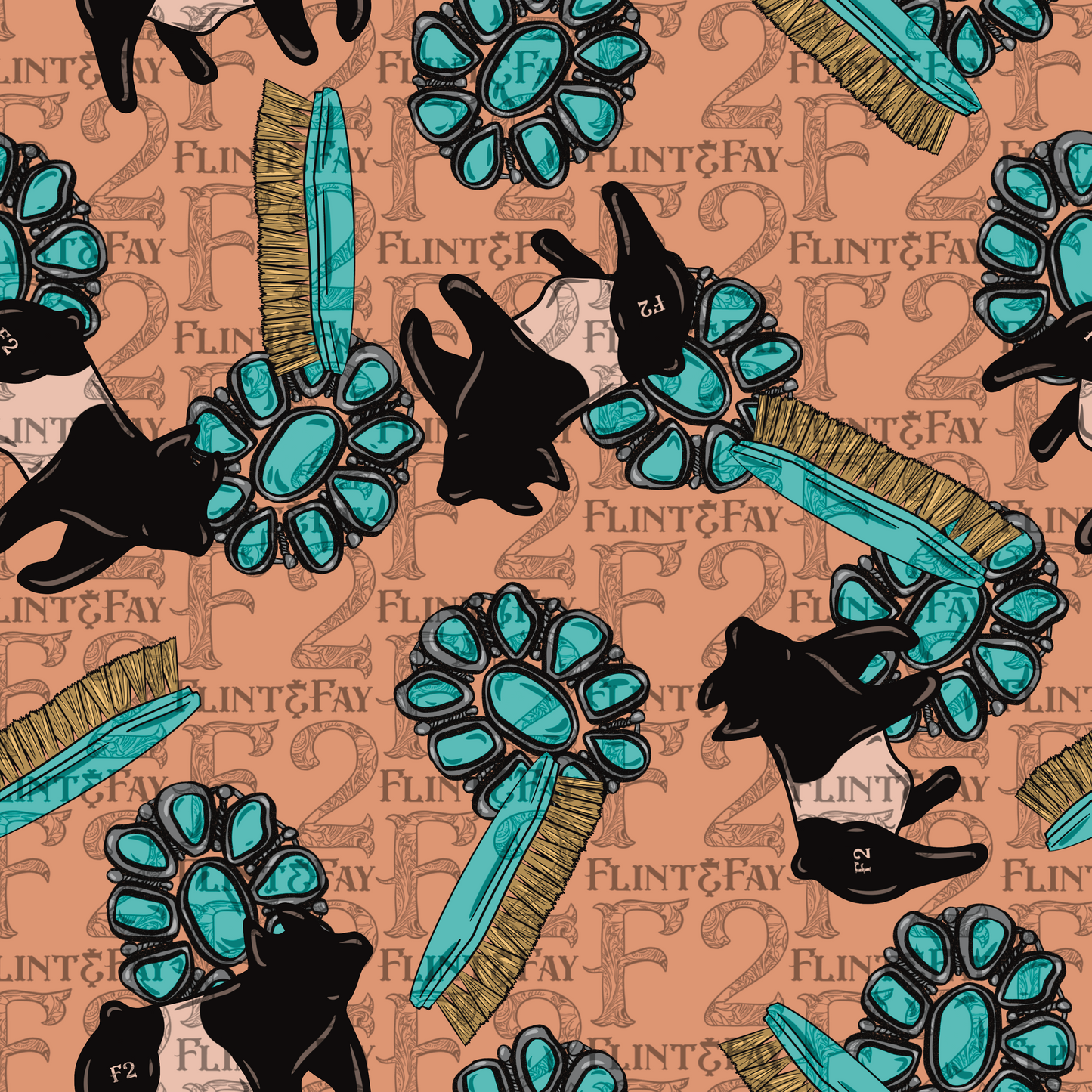 Peachy Piggy & Turquoise Seamless