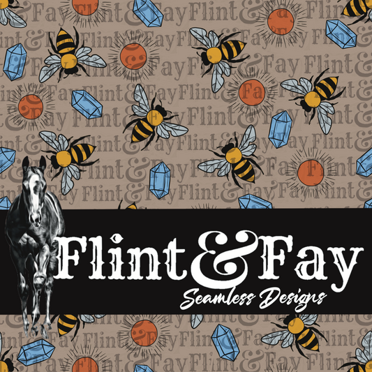 Honey Bee Brown Seamless Pattern